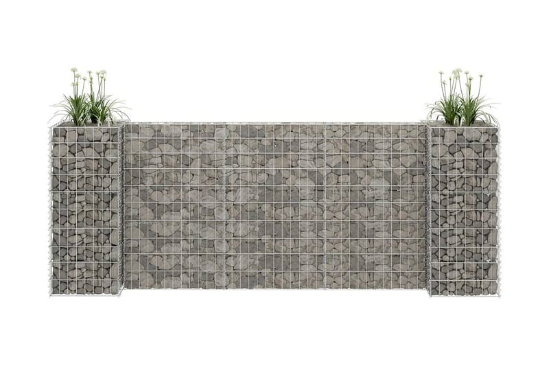 Planteringsgabion H-formad stål 260x40x100 cm - Silver - Staket & grindar