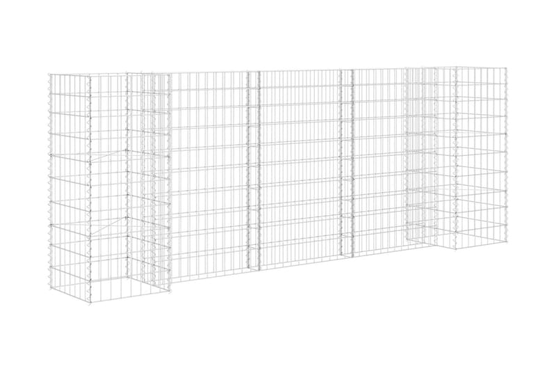 Planteringsgabion H-formad stål 260x40x100 cm - Silver - Utemöbler - Övrigt utemöbler - Tillbehör - Staket & grindar