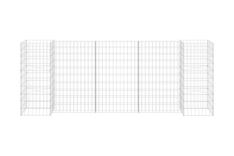 Planteringsgabion H-formad stål 260x40x100 cm - Silver - Utemöbler - Övrigt utemöbler - Tillbehör - Staket & grindar