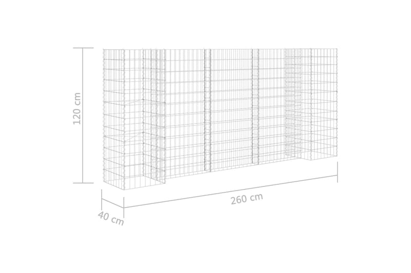 Planteringsgabion H-formad stål 260x40x120 cm - Silver - Utemöbler - Övrigt utemöbler - Tillbehör - Staket & grindar