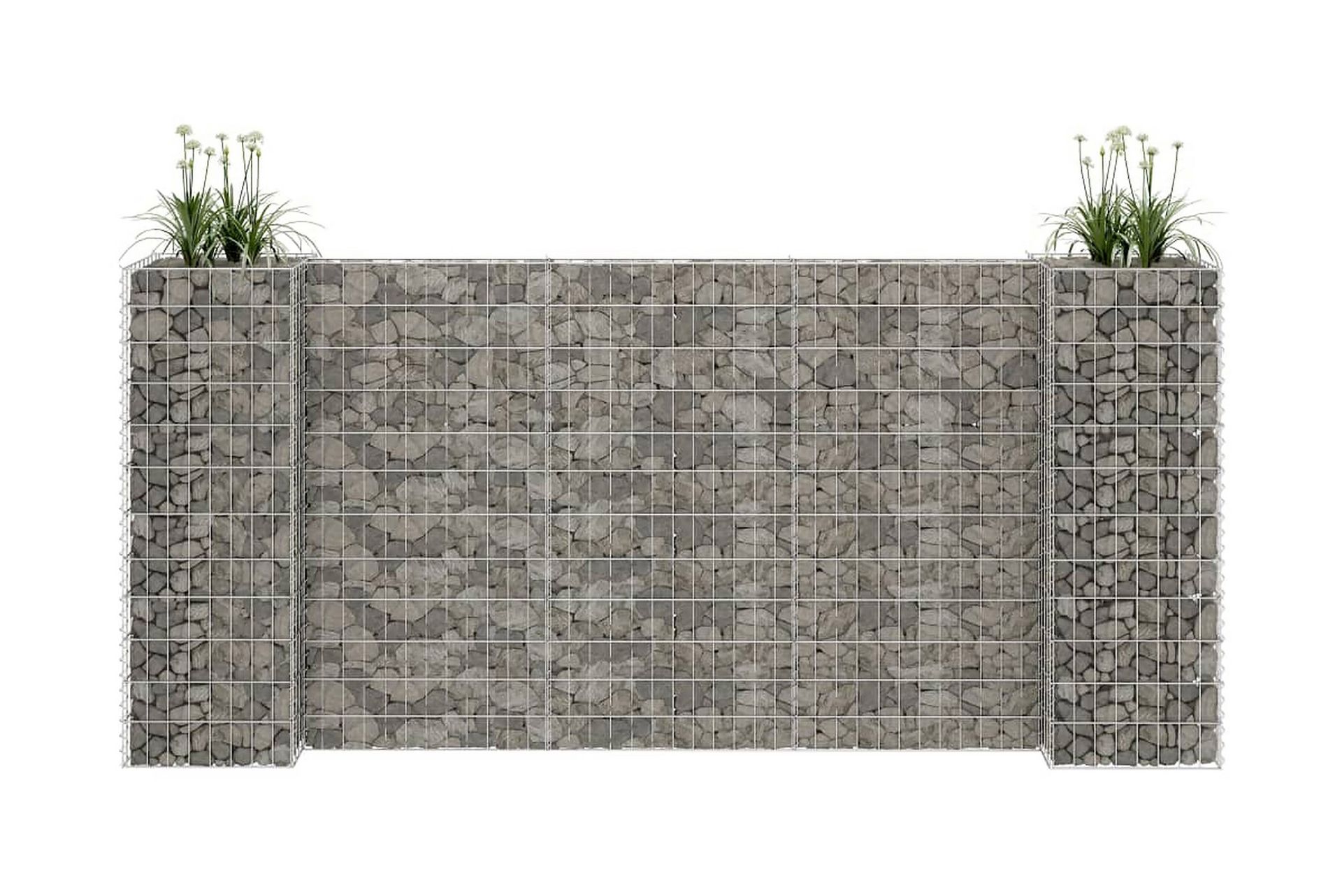 Planteringsgabion H-formad stål 260x40x120 cm - Silver - Utemöbler - Övrigt utemöbler - Tillbehör - Staket & grindar