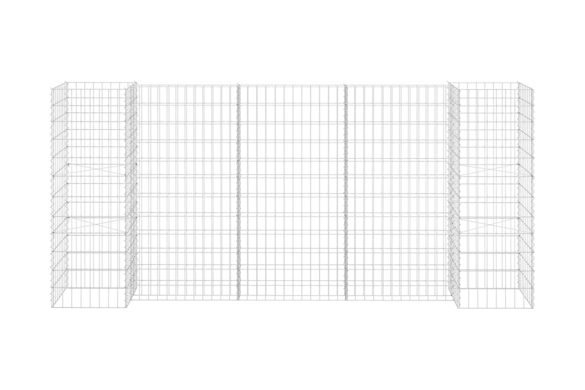 Planteringsgabion H-formad stål 260x40x120 cm - Silver - Utemöbler - Övrigt utemöbler - Tillbehör - Staket & grindar