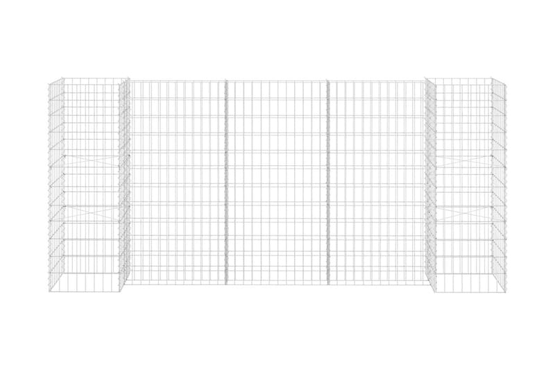 Planteringsgabion H-formad stål 260x40x120 cm - Silver - Utemöbler - Övrigt utemöbler - Tillbehör - Staket & grindar