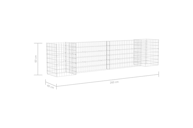 Planteringsgabion H-formad stål 260x40x60 cm - Silver - Utemöbler - Övrigt utemöbler - Tillbehör - Staket & grindar