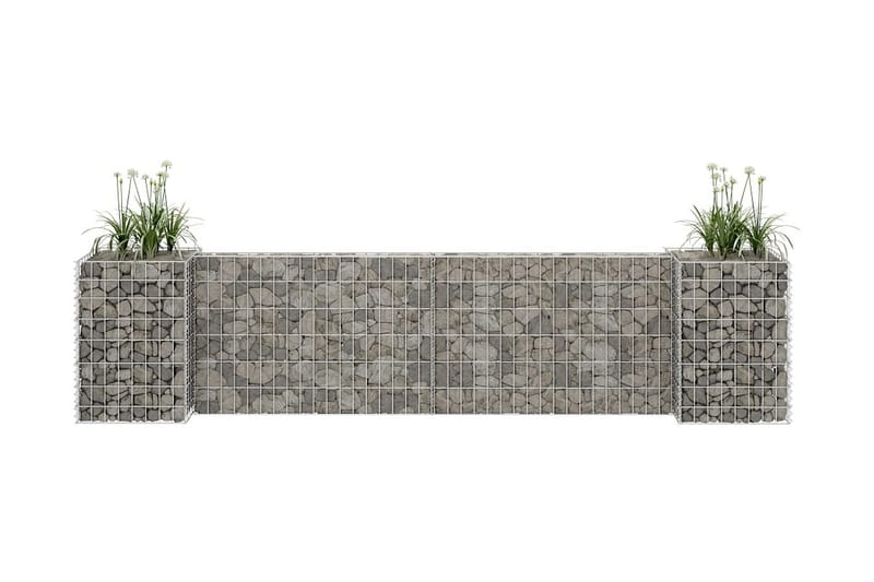 Planteringsgabion H-formad stål 260x40x60 cm - Silver - Utemöbler - Övrigt utemöbler - Tillbehör - Staket & grindar