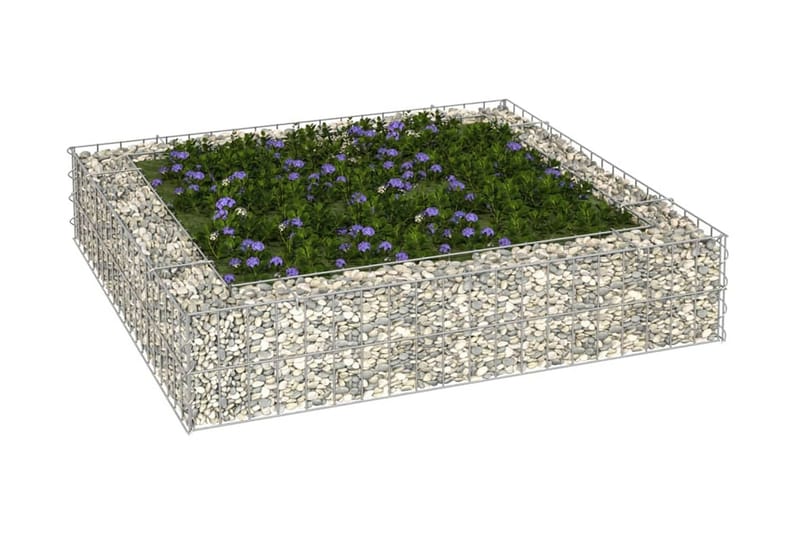 Planteringsgabion upphöjd galvaniserat stål 100x100x20 cm - Silver - Utemöbler - Övrigt utemöbler - Tillbehör - Staket & grindar