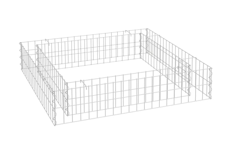 Planteringsgabion upphöjd galvaniserat stål 100x100x20 cm - Silver - Utemöbler - Övrigt utemöbler - Tillbehör - Staket & grindar