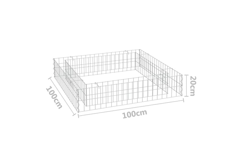 Planteringsgabion upphöjd galvaniserat stål 100x100x20 cm - Silver - Utemöbler - Övrigt utemöbler - Tillbehör - Staket & grindar