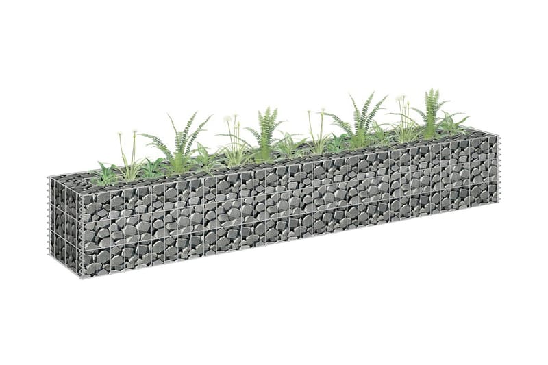 Planteringsgabion upphöjd galvaniserat stål 180x30x30 cm - Silver - Utemöbler - Övrigt utemöbler - Tillbehör - Staket & grindar