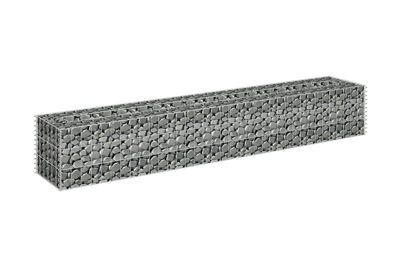 Planteringsgabion upphöjd galvaniserat stål 180x30x30 cm - Silver - Staket & grindar