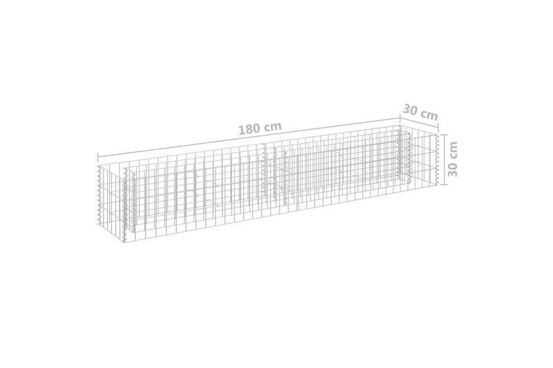 Planteringsgabion upphöjd galvaniserat stål 180x30x30 cm - Silver - Utemöbler - Övrigt utemöbler - Tillbehör - Staket & grindar