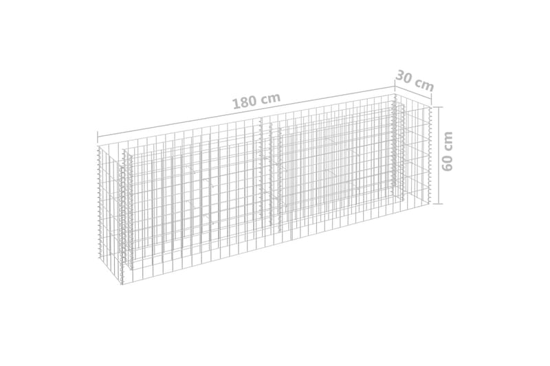 Planteringsgabion upphöjd galvaniserat stål 180x30x60 cm - Silver - Utemöbler - Övrigt utemöbler - Tillbehör - Staket & grindar