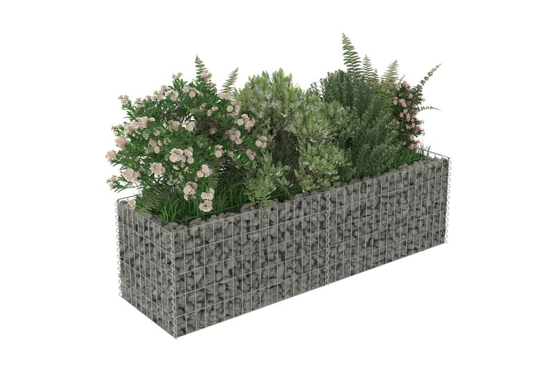 Planteringsgabion upphöjd galvaniserat stål 180x50x50 cm - Silver - Utemöbler - Övrigt utemöbler - Tillbehör - Staket & grindar