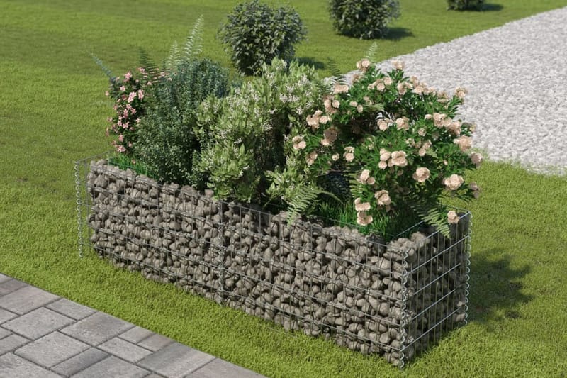 Planteringsgabion upphöjd galvaniserat stål 180x50x50 cm - Silver - Utemöbler - Övrigt utemöbler - Tillbehör - Staket & grindar