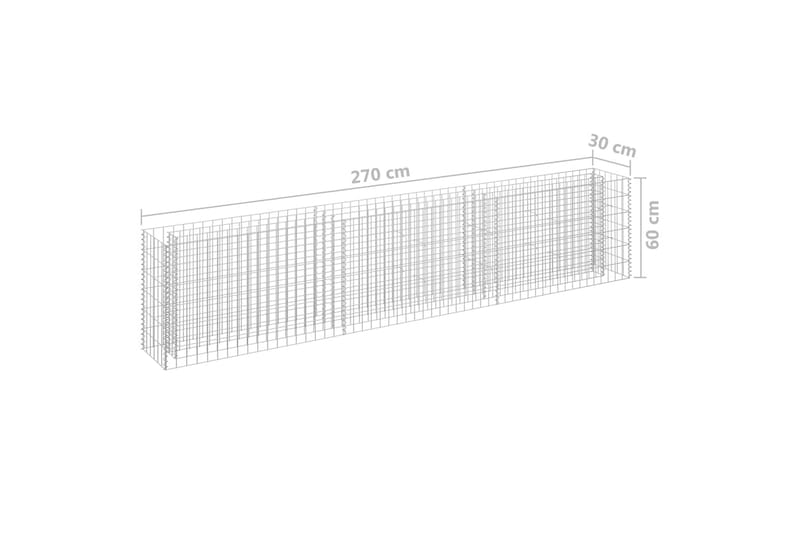Planteringsgabion upphöjd galvaniserat stål 270x30x60 cm - Silver - Utemöbler - Övrigt utemöbler - Tillbehör - Staket & grindar