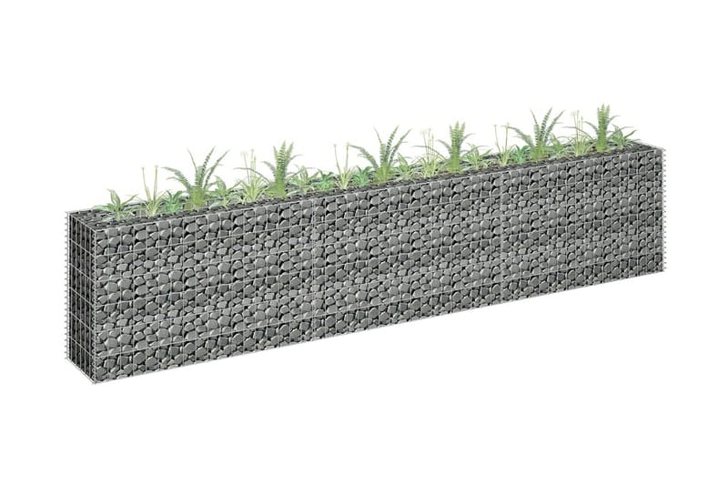 Planteringsgabion upphöjd galvaniserat stål 270x30x60 cm - Silver - Staket & grindar