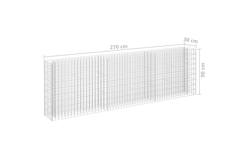 Planteringsgabion upphöjd galvaniserat stål 270x30x90 cm - Silver - Utemöbler - Övrigt utemöbler - Tillbehör - Staket & grindar