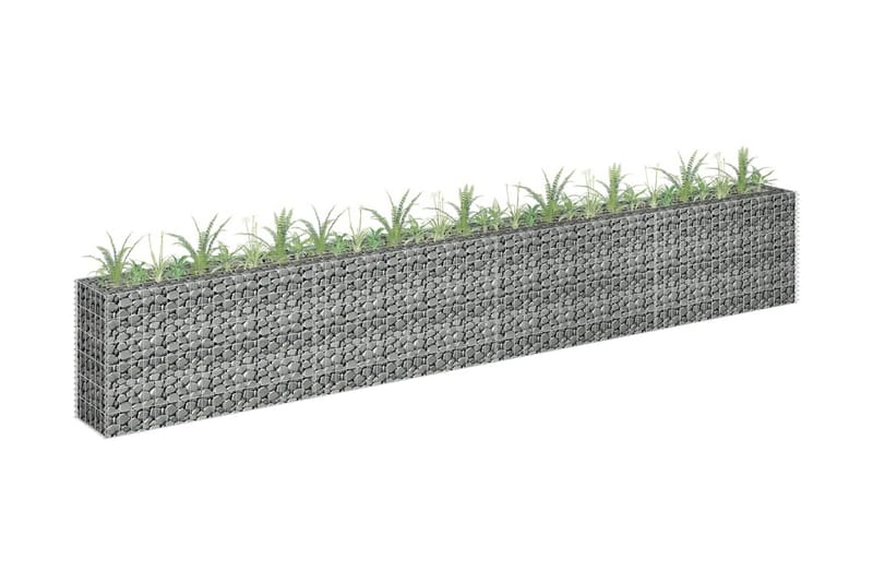 Planteringsgabion upphöjd galvaniserat stål 360x30x60 cm - Silver - Utemöbler - Övrigt utemöbler - Tillbehör - Staket & grindar