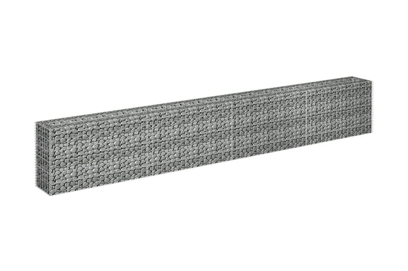 Planteringsgabion upphöjd galvaniserat stål 360x30x60 cm - Silver - Staket & grindar