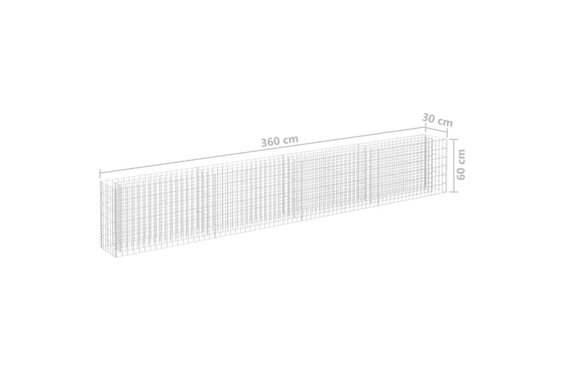 Planteringsgabion upphöjd galvaniserat stål 360x30x60 cm - Silver - Utemöbler - Övrigt utemöbler - Tillbehör - Staket & grindar