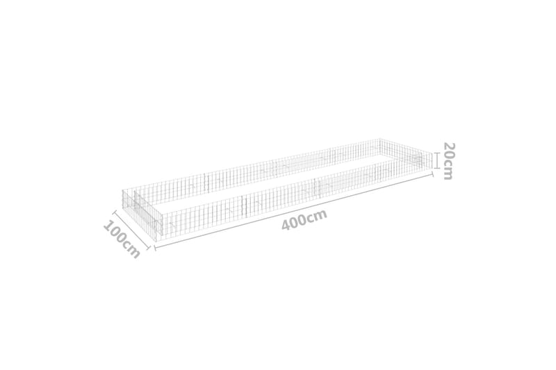 Planteringsgabion upphöjd galvaniserat stål 400x100x20 cm - Silver - Utemöbler - Övrigt utemöbler - Tillbehör - Staket & grindar