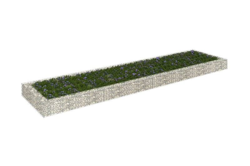 Planteringsgabion upphöjd galvaniserat stål 400x100x20 cm - Silver - Staket & grindar