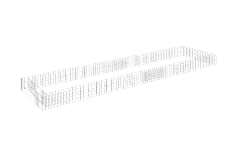 Planteringsgabion upphöjd galvaniserat stål 400x100x20 cm - Silver - Utemöbler - Övrigt utemöbler - Tillbehör - Staket & grindar