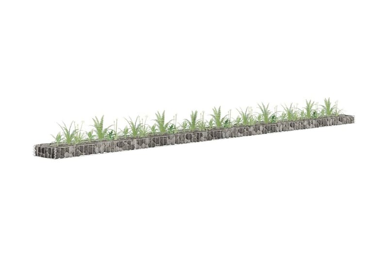Planteringsgabion upphöjd galvaniserat stål 450x30x10 cm - Silver - Utemöbler - Övrigt utemöbler - Tillbehör - Staket & grindar