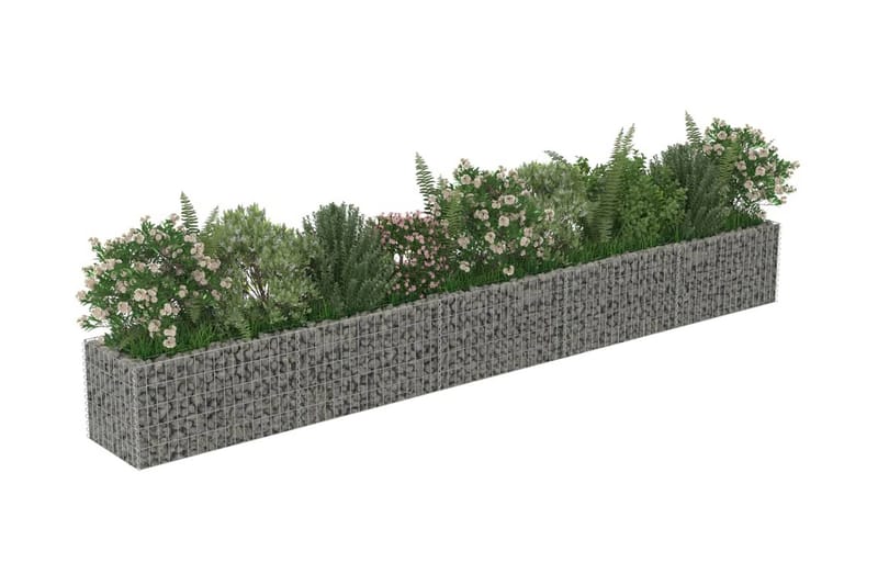 Planteringsgabion upphöjd galvaniserat stål 450x50x50 cm - Silver - Utemöbler - Övrigt utemöbler - Tillbehör - Staket & grindar