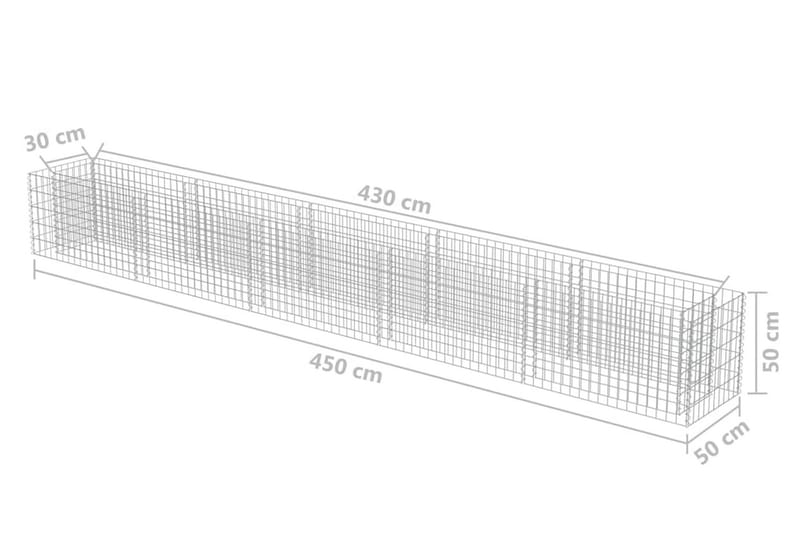 Planteringsgabion upphöjd galvaniserat stål 450x50x50 cm - Silver - Utemöbler - Övrigt utemöbler - Tillbehör - Staket & grindar