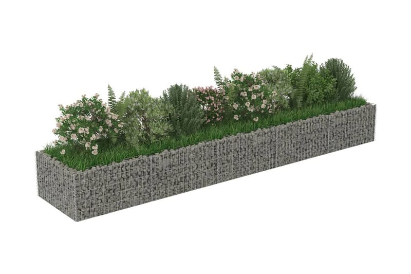 Planteringsgabion upphöjd galvaniserat stål 450x90x50 cm - Silver - Utemöbler - Övrigt utemöbler - Tillbehör - Staket & grindar