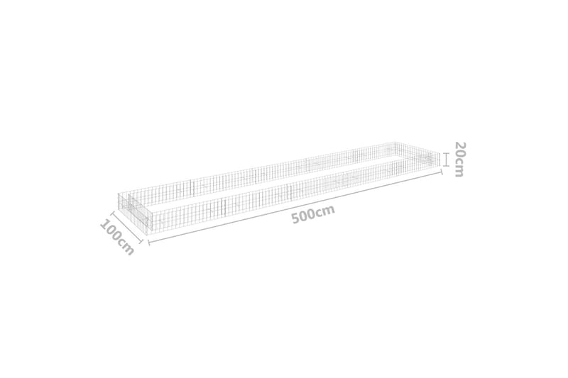 Planteringsgabion upphöjd galvaniserat stål 500x100x20 cm - Silver - Utemöbler - Övrigt utemöbler - Tillbehör - Staket & grindar