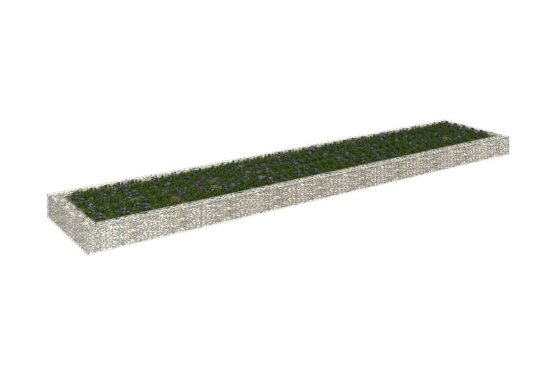 Planteringsgabion upphöjd galvaniserat stål 500x100x20 cm - Silver - Staket & grindar