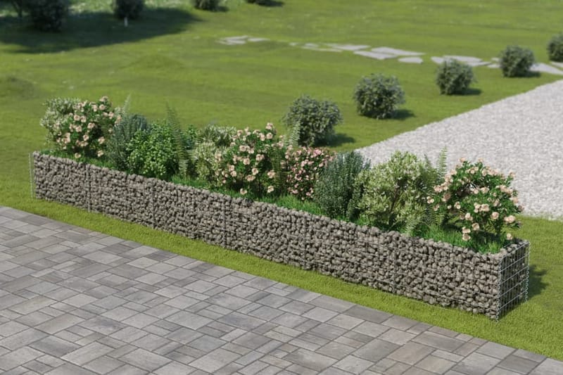 Planteringsgabion upphöjd galvaniserat stål 540x50x50 cm - Silver - Utemöbler - Övrigt utemöbler - Tillbehör - Staket & grindar