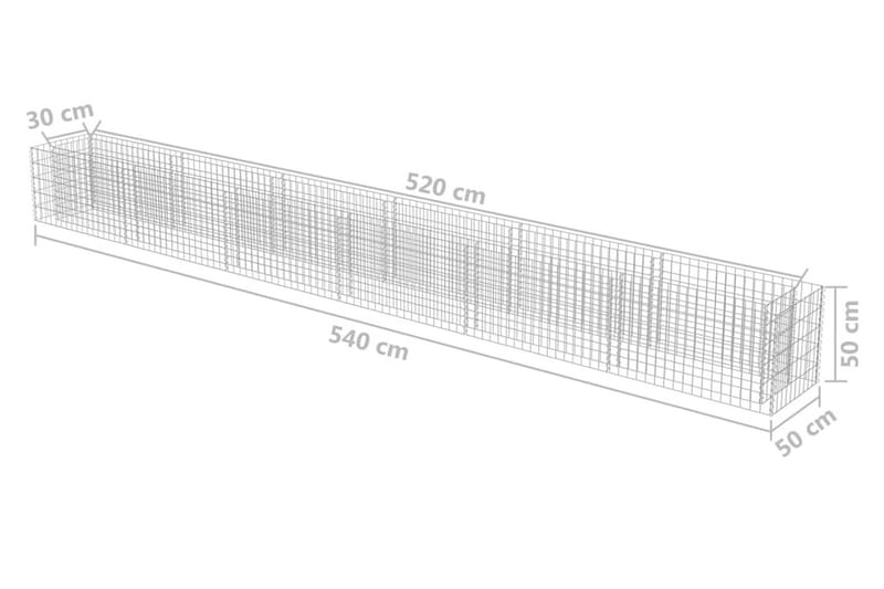 Planteringsgabion upphöjd galvaniserat stål 540x50x50 cm - Silver - Utemöbler - Övrigt utemöbler - Tillbehör - Staket & grindar