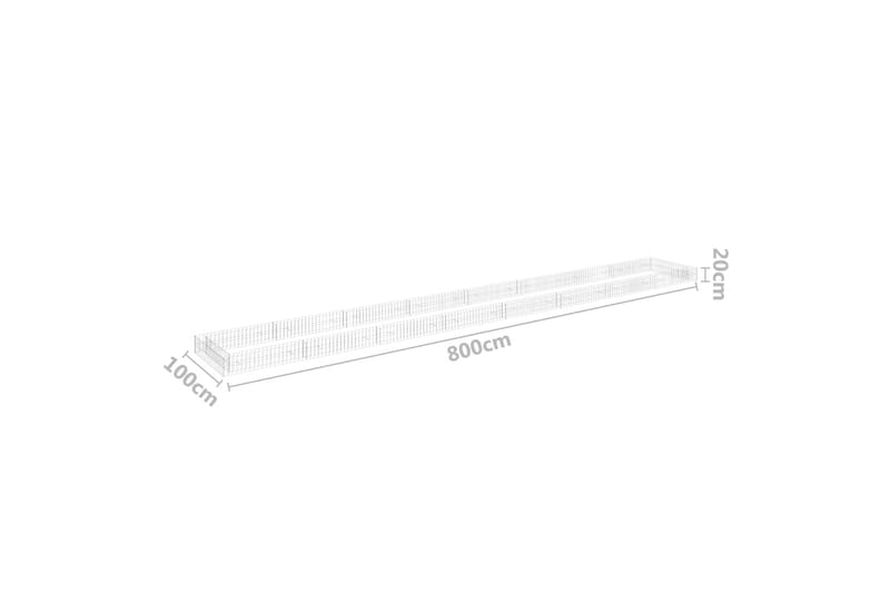 Planteringsgabion upphöjd galvaniserat stål 800x100x20 cm - Silver - Utemöbler - Övrigt utemöbler - Tillbehör - Staket & grindar