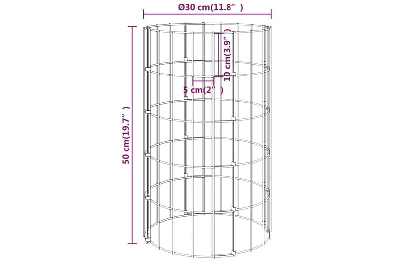 Planteringsgabion upphöjd rund galvaniserat stål 30x50 cm - Silver - Utemöbler - Övrigt utemöbler - Tillbehör - Staket & grindar