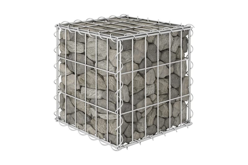 Planteringsgabion upphöjd stål 30x30x30 cm - Silver - Staket & grindar