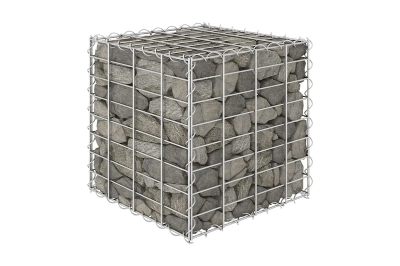 Planteringsgabion upphöjd stål 40x40x40 cm - Silver - Staket & grindar