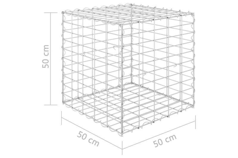 Planteringsgabion upphöjd stål 50x50x50 cm - Silver - Utemöbler - Övrigt utemöbler - Tillbehör - Staket & grindar