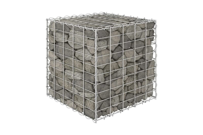 Planteringsgabion upphöjd stål 50x50x50 cm - Silver - Utemöbler - Övrigt utemöbler - Tillbehör - Staket & grindar