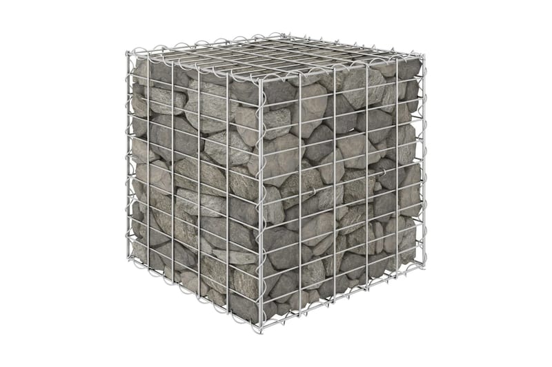 Planteringsgabion upphöjd stål 50x50x50 cm - Silver - Staket & grindar