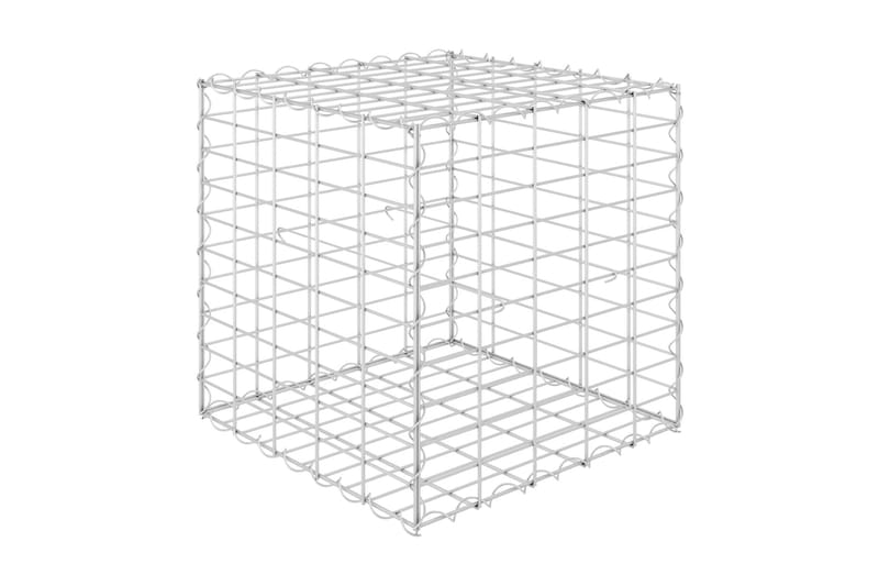 Planteringsgabion upphöjd stål 50x50x50 cm - Silver - Utemöbler - Övrigt utemöbler - Tillbehör - Staket & grindar