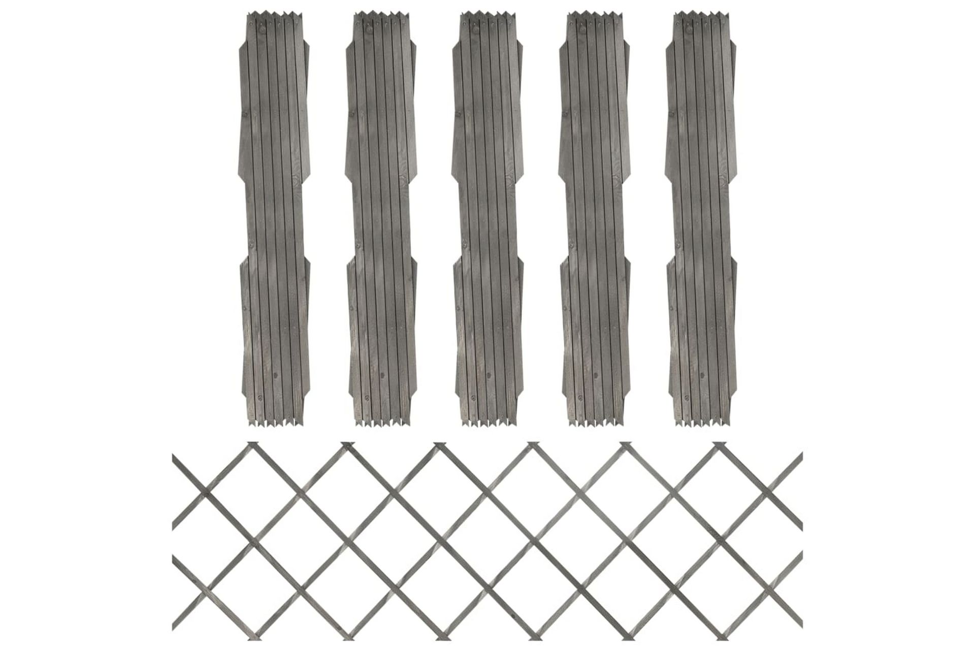 Spaljéstaket 5 st grå granträ 180x60 cm - Grå - Utemöbler - Övrigt utemöbler - Tillbehör - Staket & grindar
