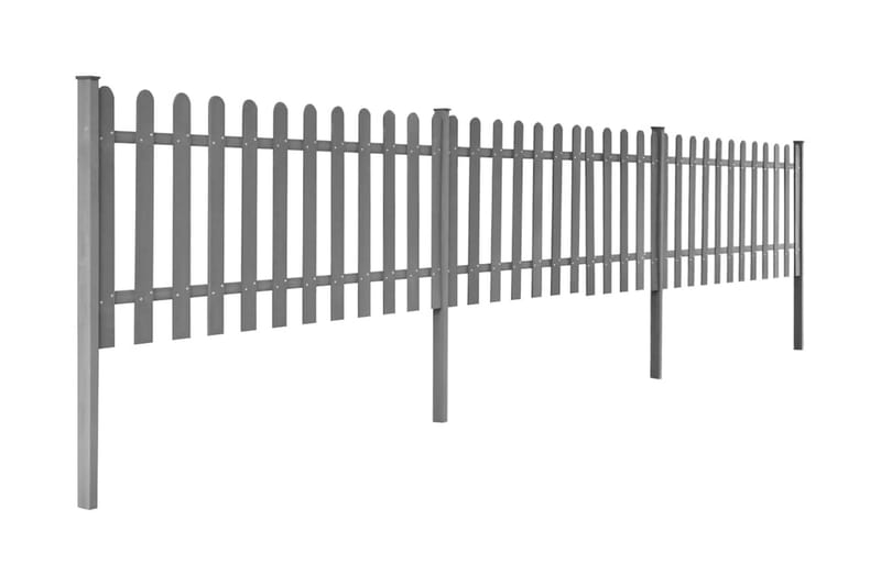Staket med stolpar 3 st WPC 600x60 cm - Grå - Utemöbler - Övrigt utemöbler - Tillbehör - Staket & grindar