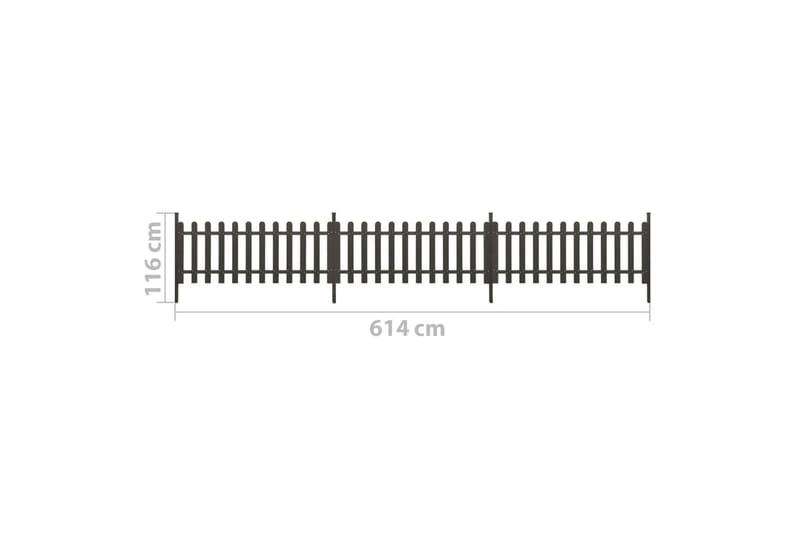 Staket med stolpar 3 st WPC 614x80 cm - Grå - Utemöbler - Övrigt utemöbler - Tillbehör - Staket & grindar