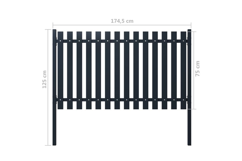Staketpanel antracit 174,5x75 cm pulverlackerat stål - Grå - Utemöbler - Övrigt utemöbler - Tillbehör - Staket & grindar