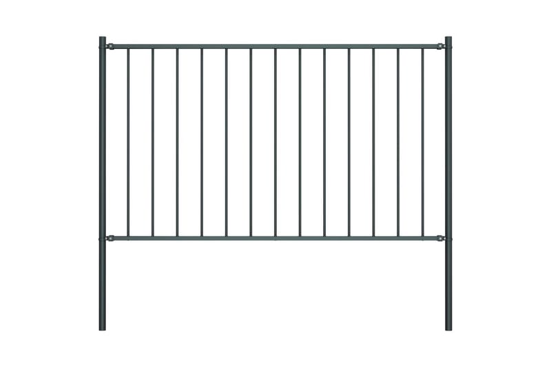 Staketpanel med stolpar pulverlackerat stål 1,7x0,75 m antra - Grå - Utemöbler - Övrigt utemöbler - Tillbehör - Staket & grindar