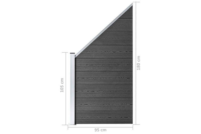 Staketpanel WPC 95x(105-180) cm svart - Svart - Utemöbler - Övrigt utemöbler - Tillbehör - Staket & grindar