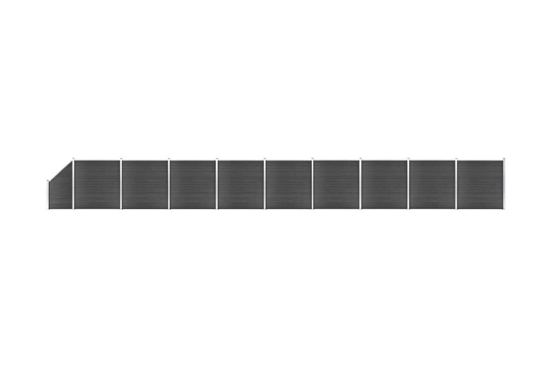 Staketpaneler WPC 1657x(105-186) cm svart - Svart - Staket & grindar